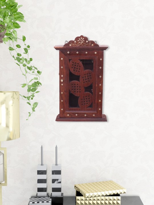 Brown Sheesham Wood Wall Hanging Key Holder
