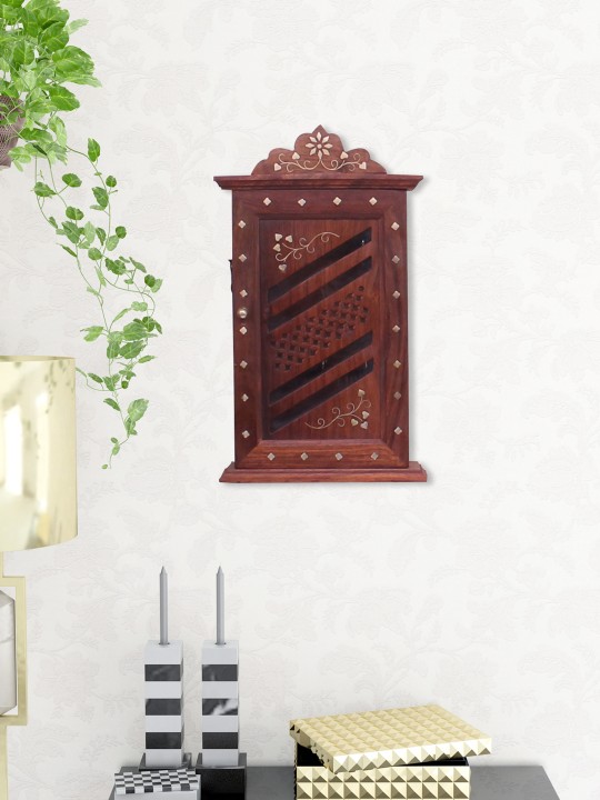Brown Sheesham Wood Wall Hanging Key Holder