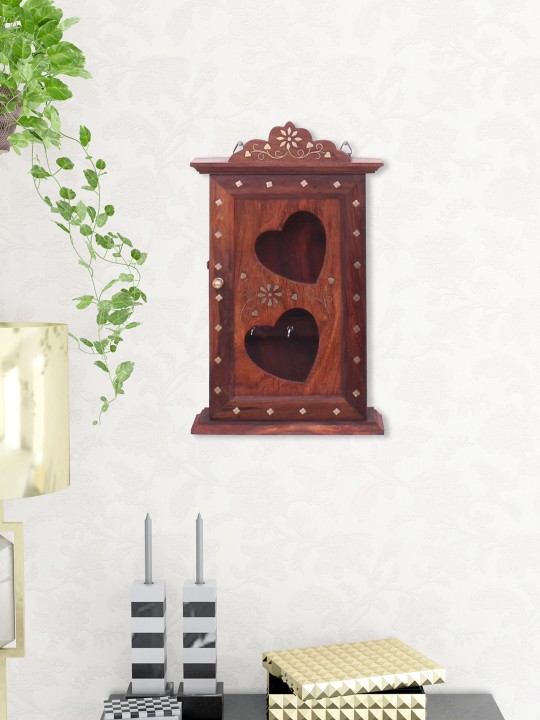 Brown Sheesham Wood Wall Hanging Key Holder