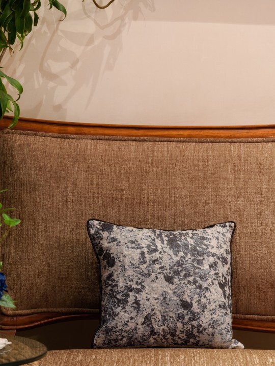 Grey & Black Single Geometric Square Cushion Cover