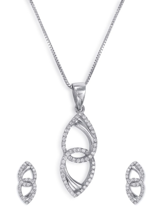 Sterling Silver Pretty Interlock Pear Pendant Set