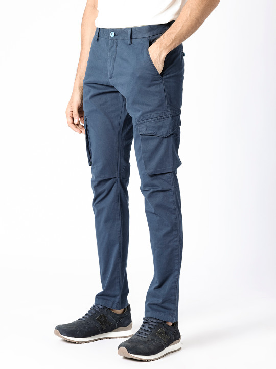 RARE RABBIT Men Navy Slim Fit Plain Trouser