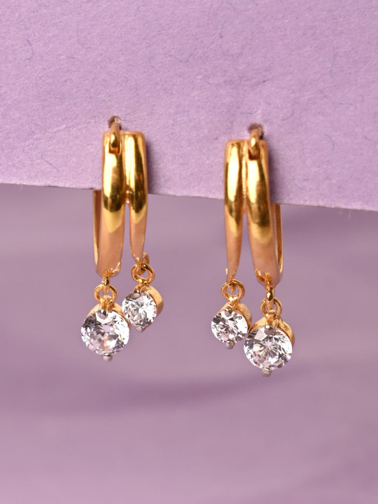 Clara Gold-Pated Contemporary Hoop Earrings