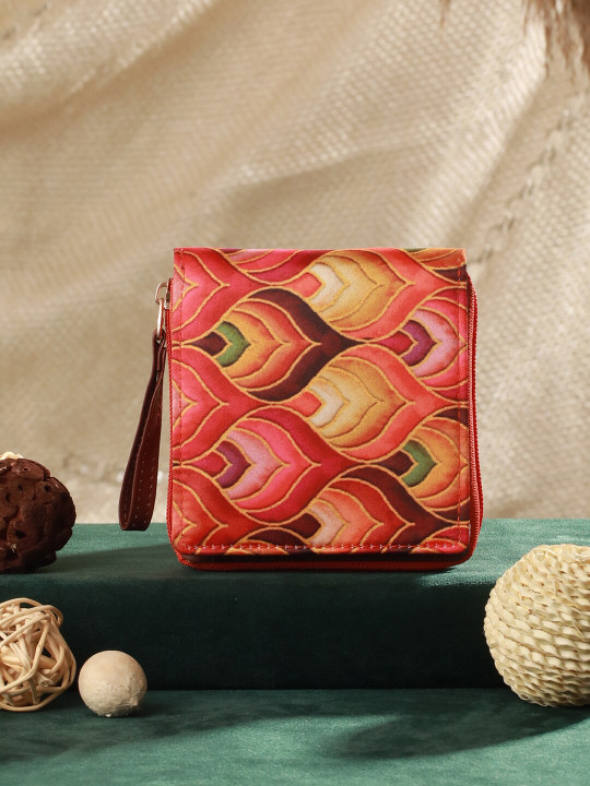 Priyaasi Women Abstract Printed Zip Around Wallet with SIM Card Holder
