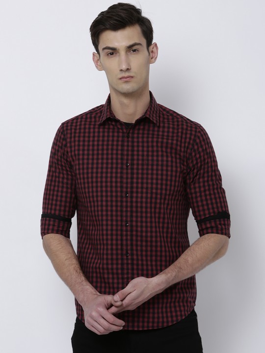 Men Red & Black Slim Fit Checked Casual Shirt 39