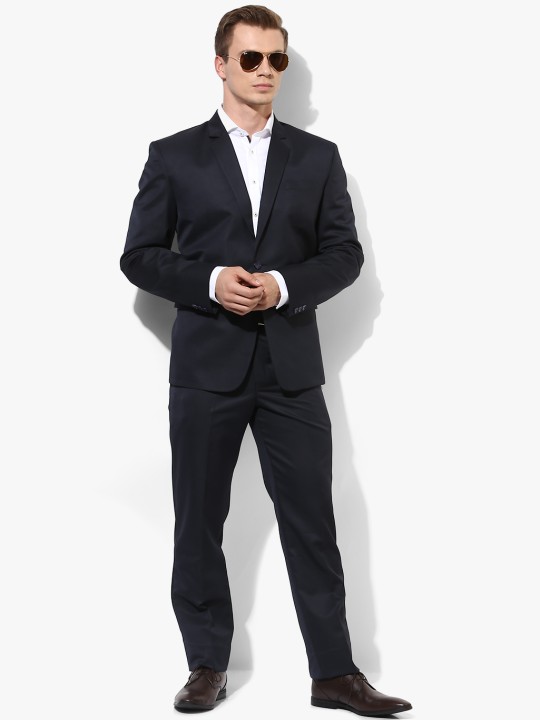 Buy Men Navy Blue Single-ed Regular Fit Formal Suit Online at desertcartUAE