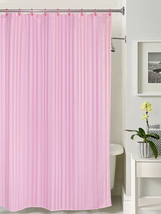 Pink Striped Shower Curtain