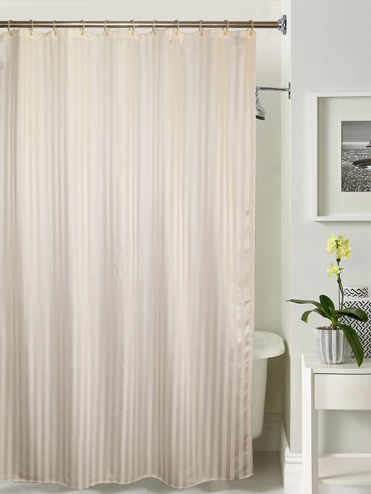 Off-White Striped Shower Curtain
