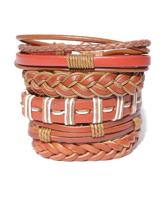 Unisex Set of 5 Brown Bracelets
