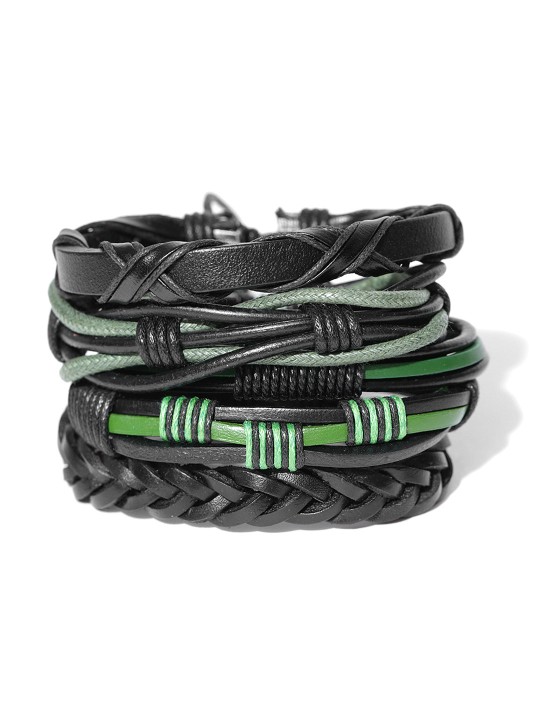 Unisex Set of 5 Black Bracelets