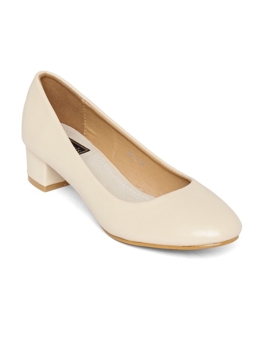 Women Beige Solid Pumps 39