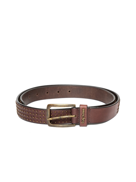 Men Brown Genuine Leather Embellished Belt