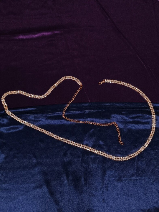 FEMMIBELLA Gold-Plated Stone Studded Double Layered Kamarbandh Waist Chain