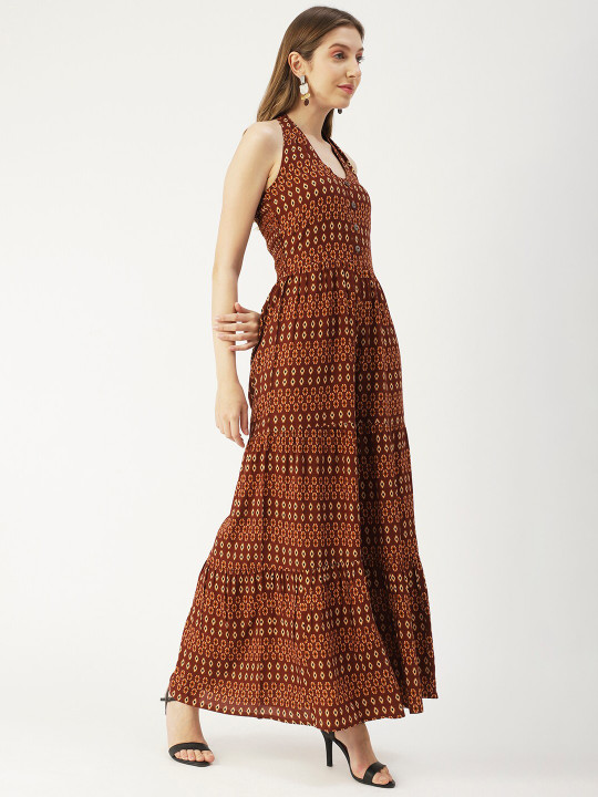 Moomaya Geometric Printed Halter Neck Basic Jumpsuit