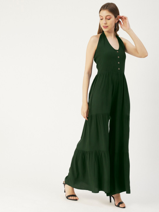Moomaya Halter Neck Tired Basic Jumpsuit