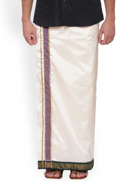 Cream Solid Readymade Dhoti