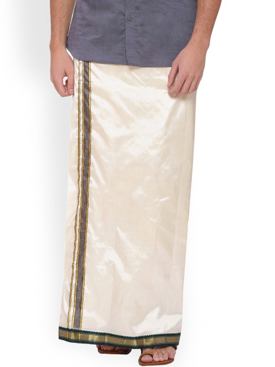 Cream Solid Readymade Dhoti