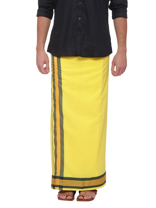 Yellow Solid Readymade Dhoti