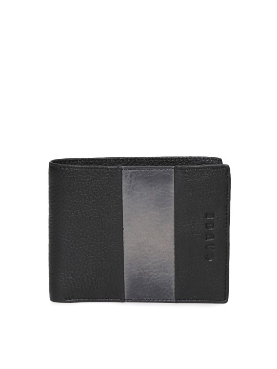 Men Black & Grey Colourblocked Two Fold Wallet