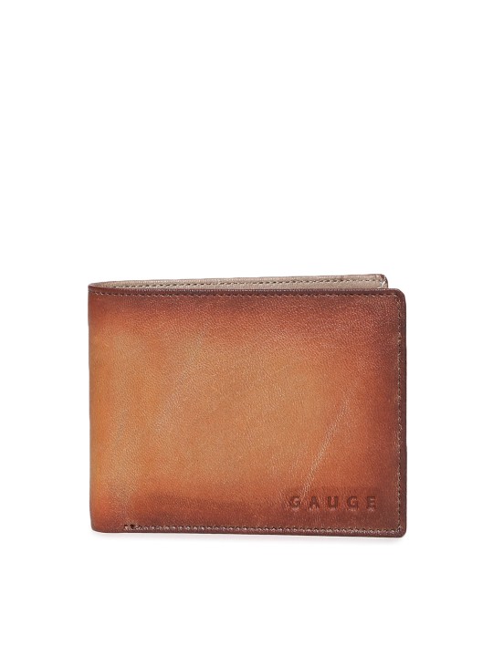 Men Tan Solid Two Fold Wallet