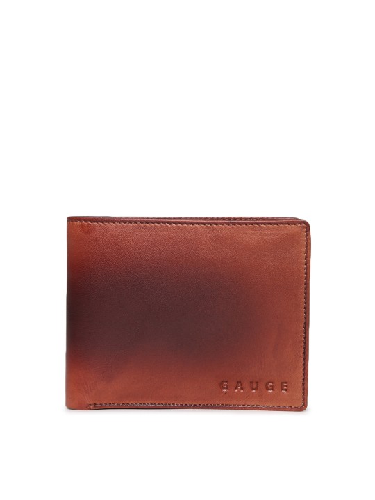 Men Brown Solid Two Fold Wallet