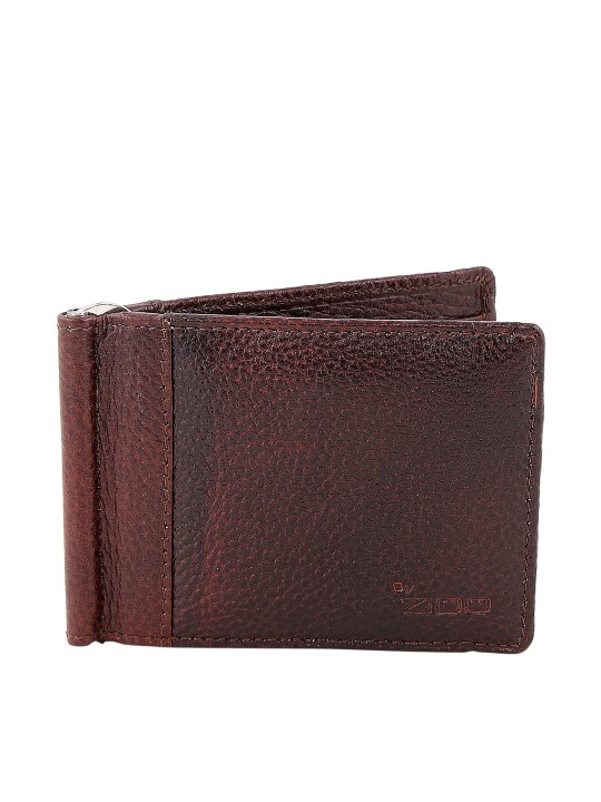 Men Brown Solid Leather Money Clip