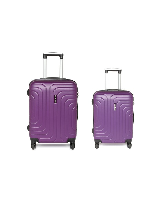 Unisex Set of 2 Purple CYPRUS Spinner Trolley Suitcases in Cabin & Medium Size