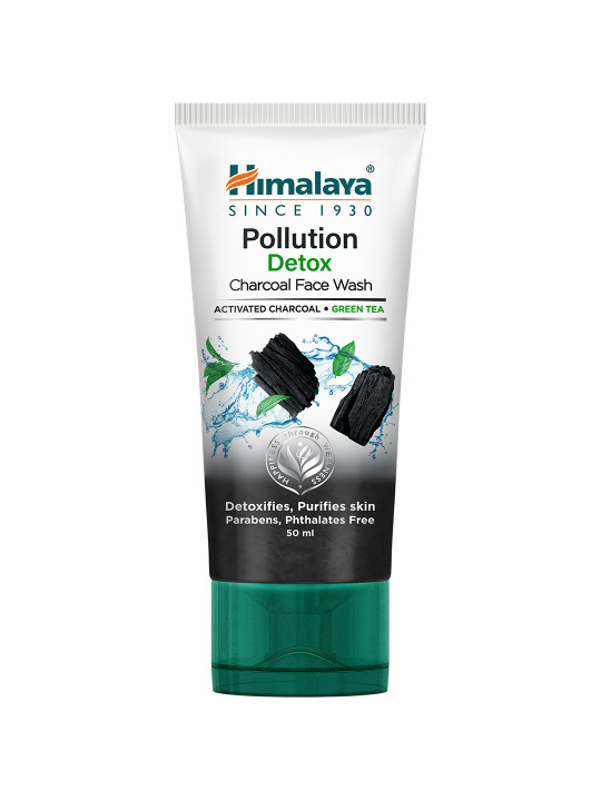 Himalaya Pollution Detox Charcoal Face Wash with Green Tea To Purify Skin - 50ml