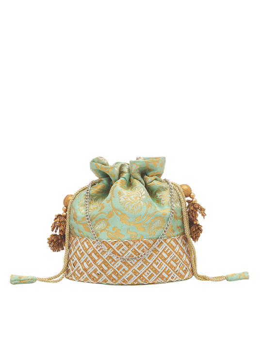 Green Embroidered Clutch