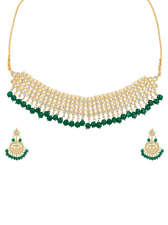 Gold-Toned Kundan Stone Studded Jewellery Set