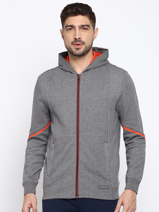 Van Heusen Innerwear Hooded Cotton Front Open Sweatshirt