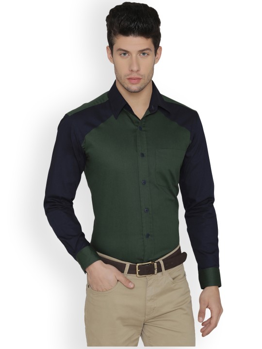 Men Green Slim Fit Solid Party Shirt 38