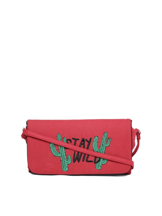 Red Embroidered Clutch