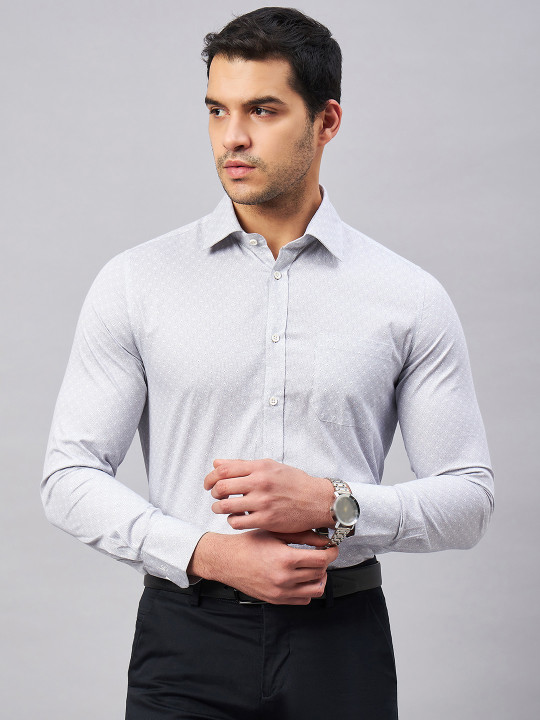 LOUIS STITCH Comfort Regular Fit Micro Ditsy Printed Pure Cotton Formal Shirt
