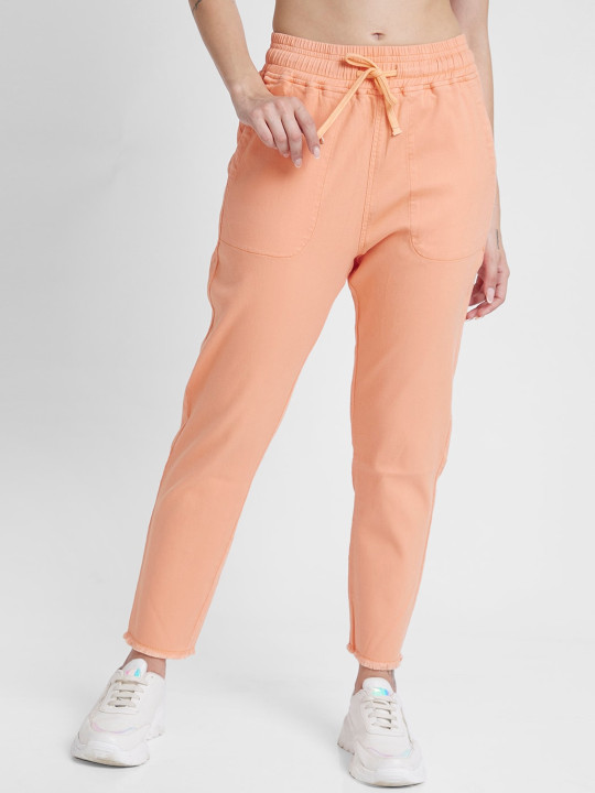 SPYKAR Women Tapered Fit Ankle Length Cotton Track Pants