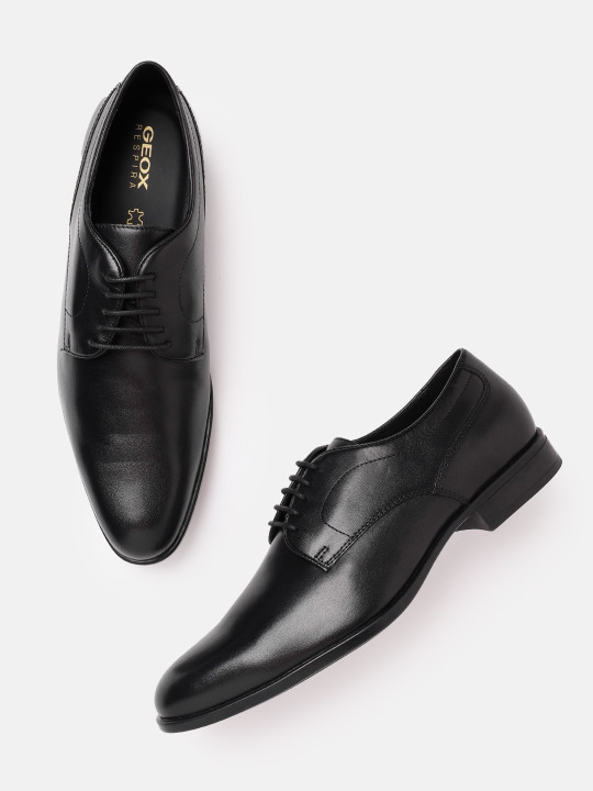Geox Men Solid Leather Formal Derbys