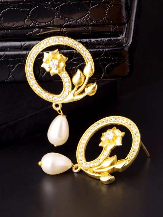 Gold-Toned Circular Drop Earrings