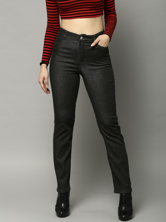 Women Black Skinny Fit Mid-Rise Clean Look Jeans 32