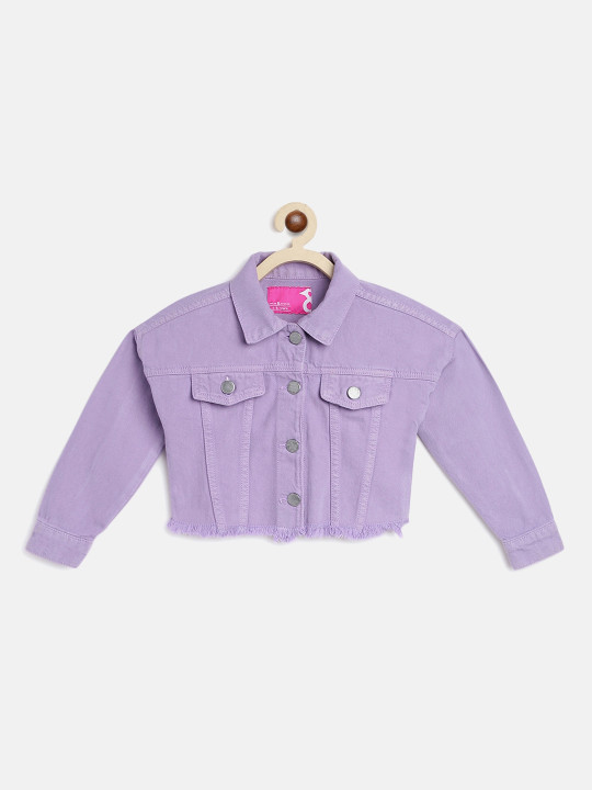 TALES & STORIES Girls Washed Lightweight Cotton Tailored Jacket