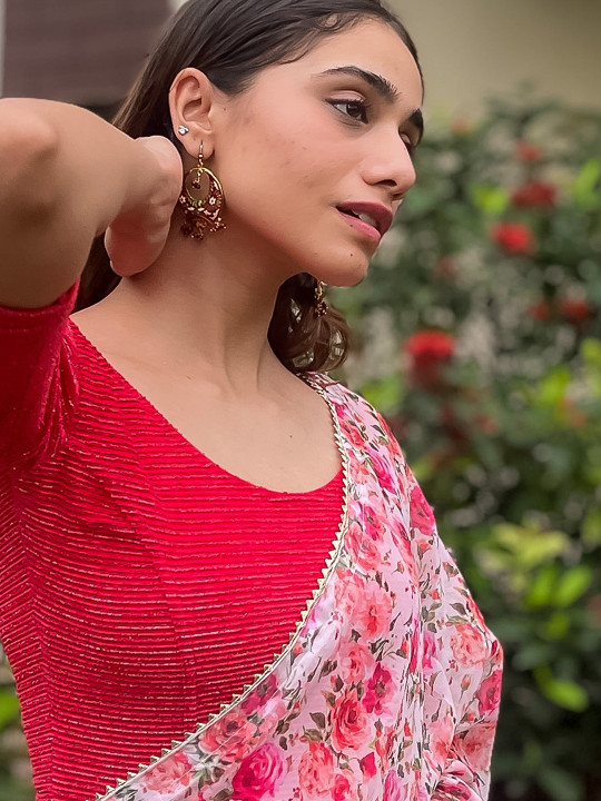 Bindigasm's Advi Striped Readymade Saree Blouse