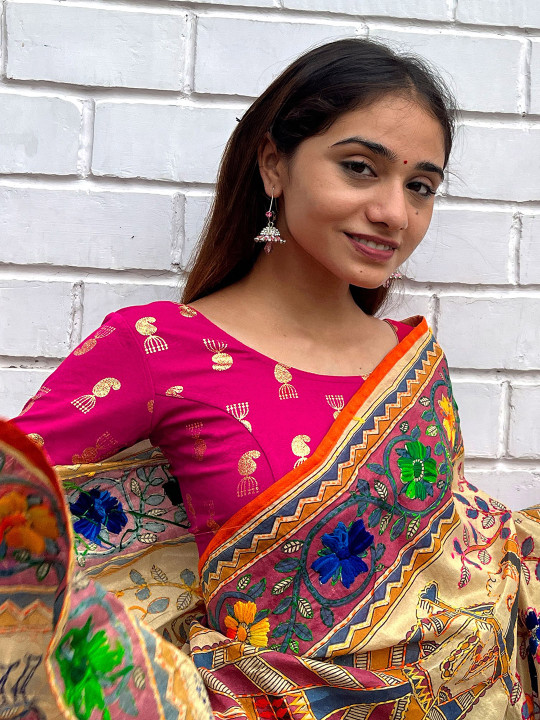 Bindigasm's Advi Printed Stretchable Saree Blouse
