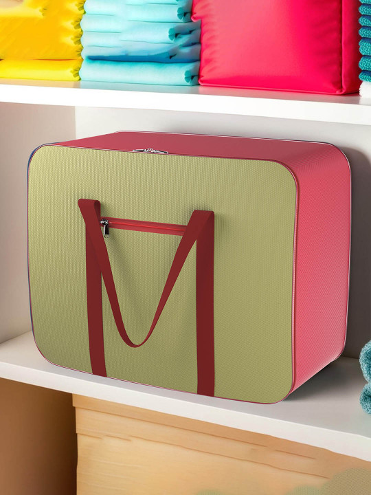 Kuber Industries Maroon & Beige Underbed Storage Bag With Handle