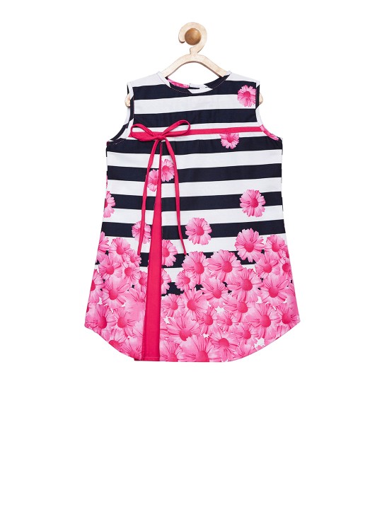 Girls White Printed A-Line Dress 18-24M