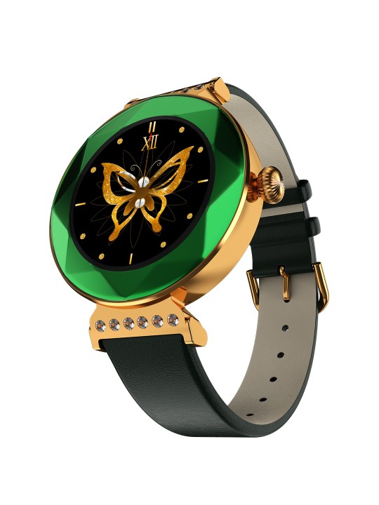 [For Kotak Credit & Debit Card] Fire-Boltt Emerald Gemstone-Studded Smartwatch With 1.09 HD Display & Wireless charging