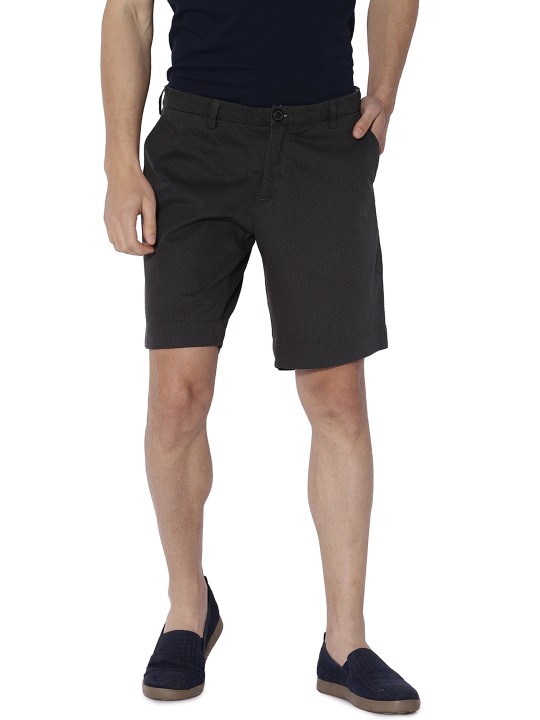 Men Grey Printed Slim Fit Regular Shorts 30