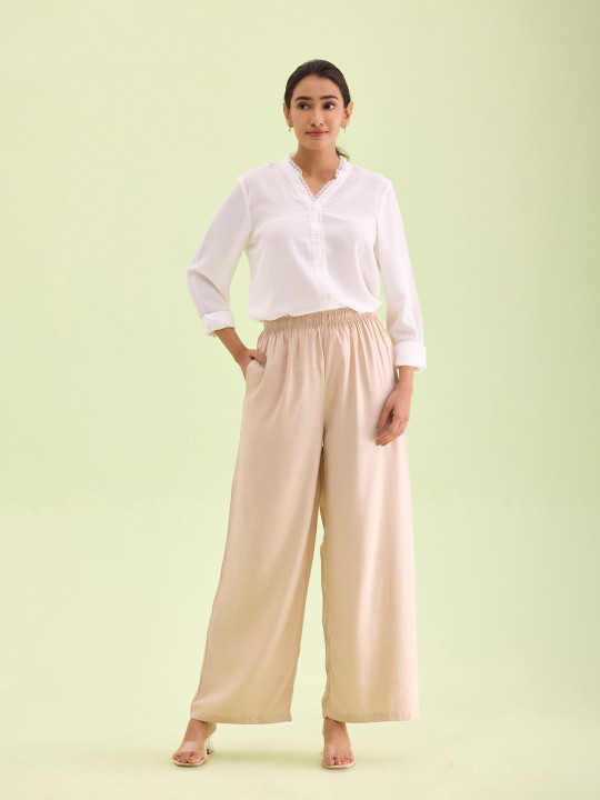 Go Colors Women Knitted Straight Palazzos