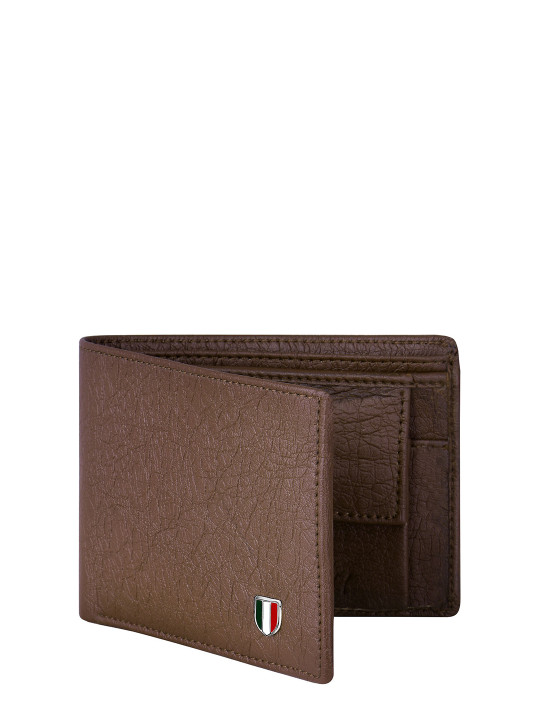 men textured leather two fold wallet