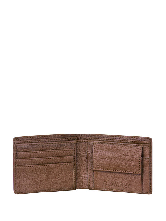 men textured leather two fold wallet