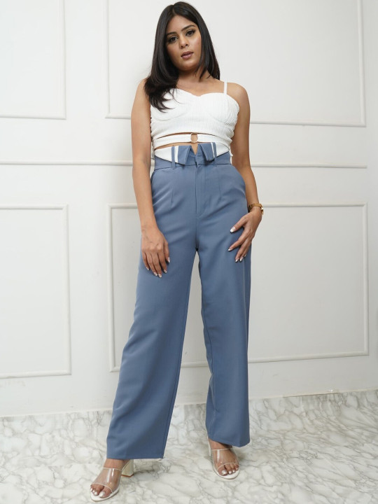 StyleAsh Women High-Rise Regular Trousers