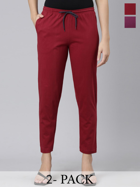 Kryptic Women Pack Of 2 Pure Cotton Track Pants